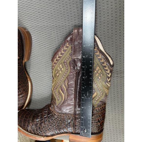 Herencia Boots Mens Size 6 Brown Leather Western Croc Print Square Toe main image 9